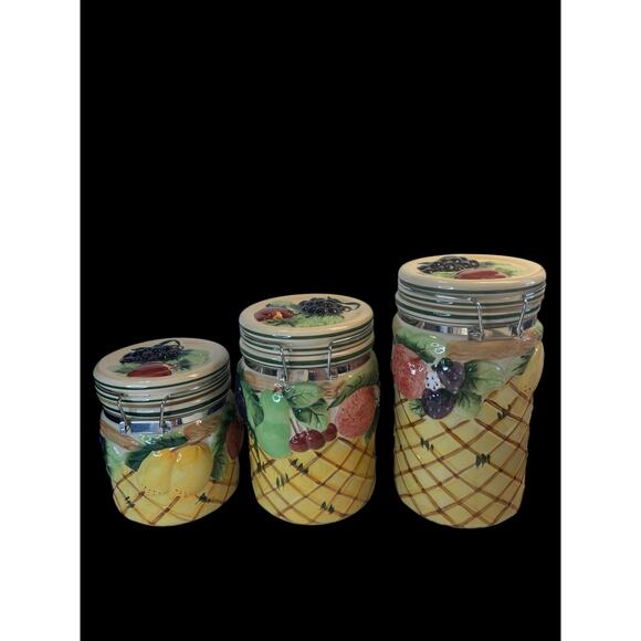 Vintage Fruit Canister 3 Piece Set - Picture 5 of 12